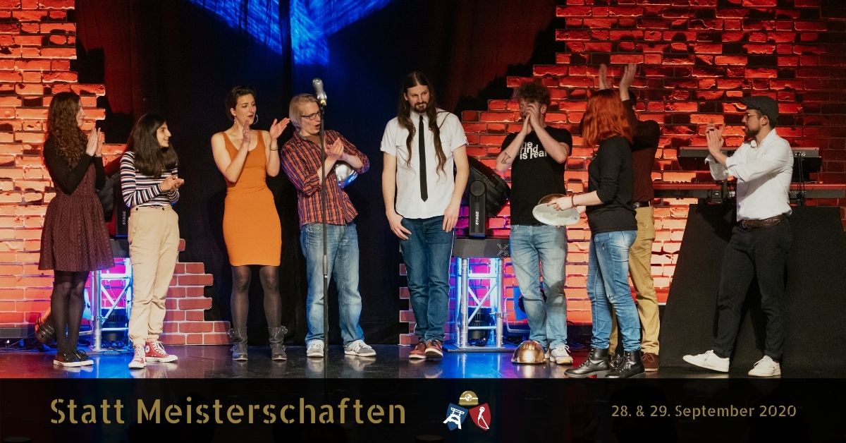 Poetry Slammer bei der Preisverleihung der Essener Stadtmeisterschaften 2019